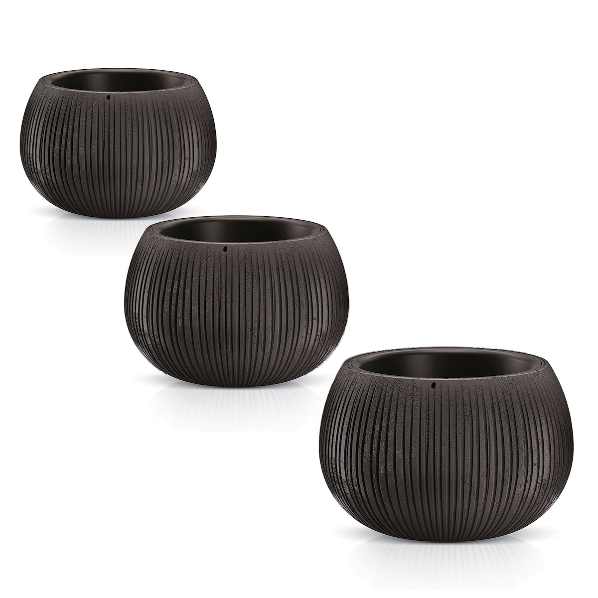 WellHome - Set mit 3 kleinen Pflanztöpfen Beton Bowl in Farbe schwarzem Zement Image