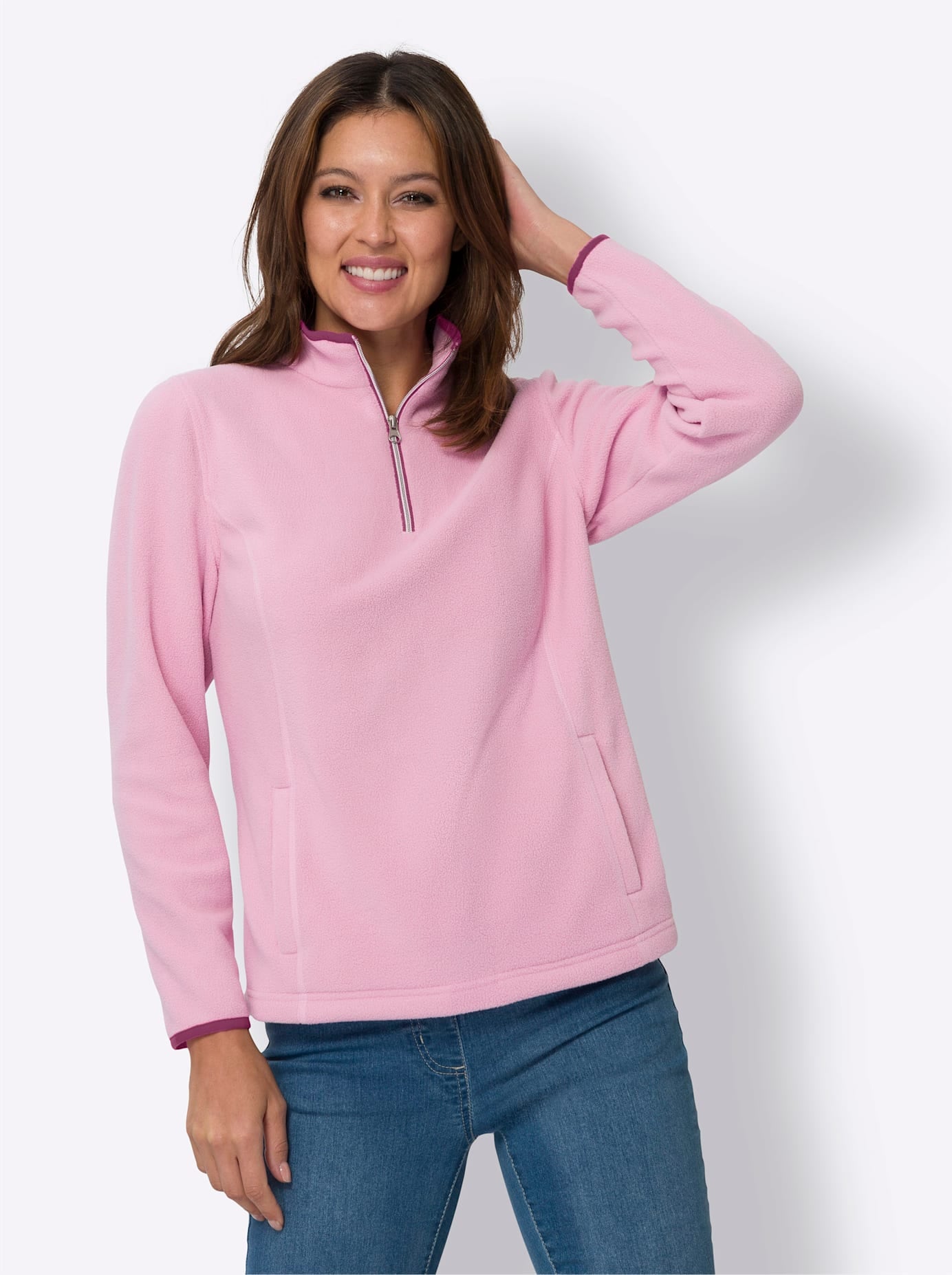 Fleecejacke CLASSIC BASICS, Damen, Gr. 44, rosa (rosé), 100% Polyester, unifarben, Jacken Image