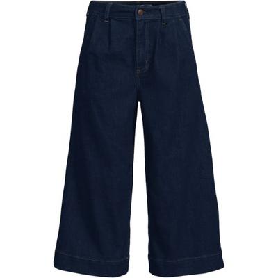 Wide Leg Denim Culotte Jeans, Mid Rise, Women, size: 14, petite, Blue, Cotton/Polyester/Cotton-blend, by Lands' End