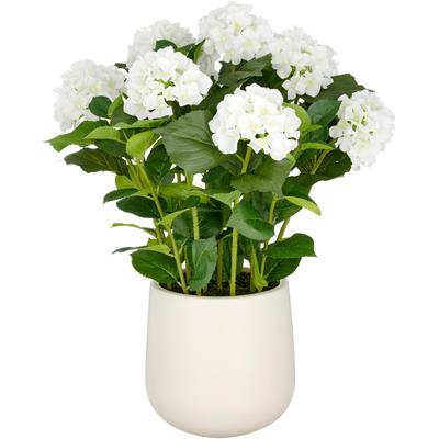 Kunstpflanze CREATIV GREEN "Hortensie", weiß, H:70cm, Kunststoff, Kunstpflanzen, im eleganten Topf