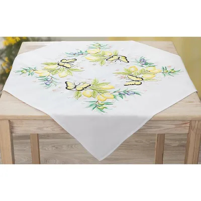 Stickmitteldecke Zitronen & Schmetterling Image