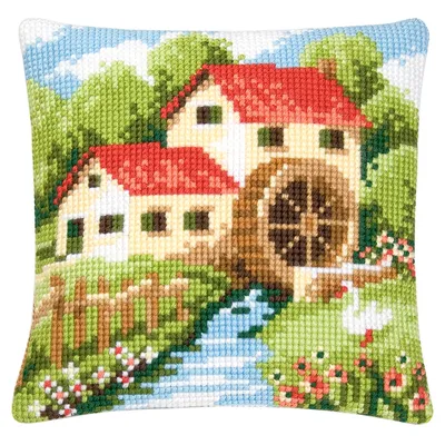 Kreuzstichkissen Mühle Image
