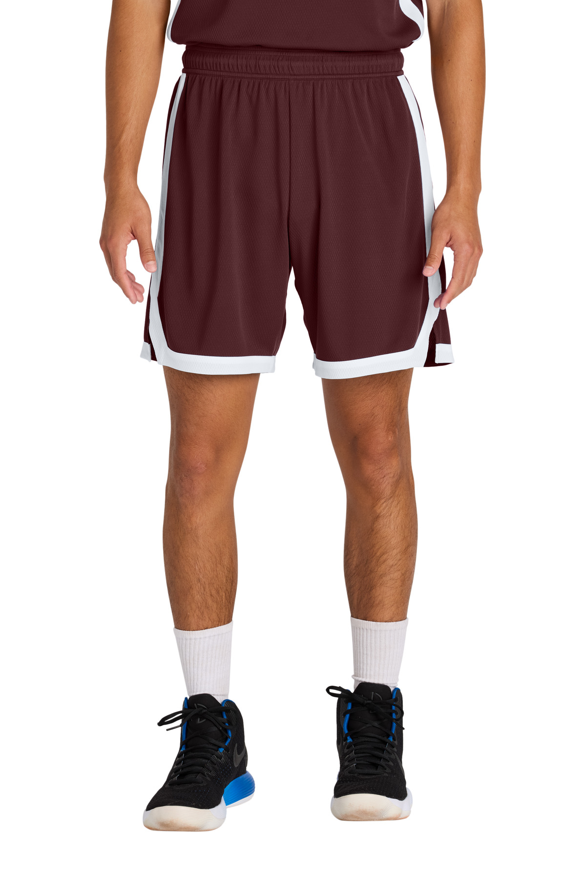 Sport-Tek ST901 Rival Basketball 7'Short in Maroon/White size 3XL | Polyester