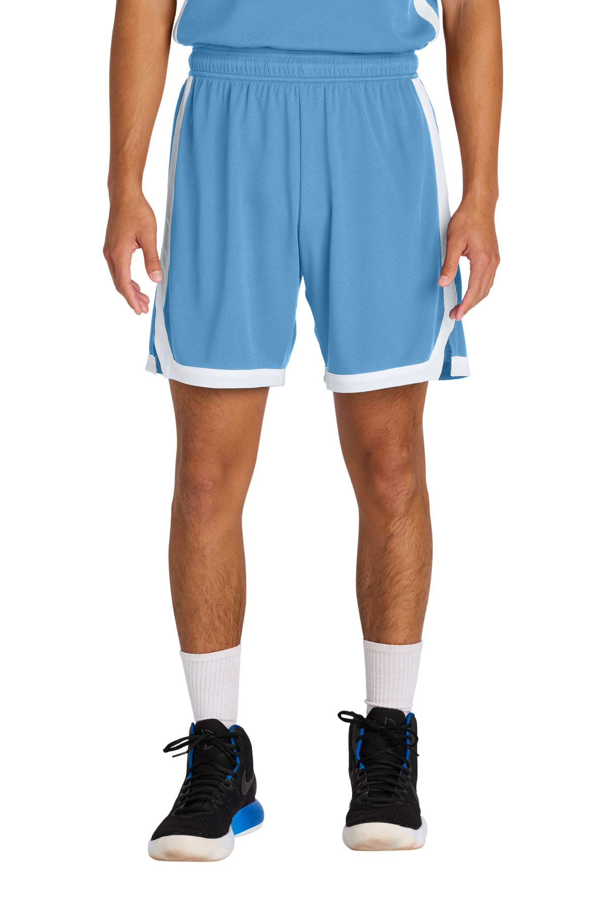 Sport-Tek ST901 Rival Basketball 7'Short in Carolina Blue/White size 3XL | Polyester
