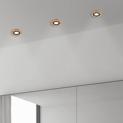 Deckeneinbauleuchte Tobby, Ø 10 cm, 3er-Set, Eichenholz GU10 Tobby Lamkur Lighting, dimmbar, Holz hell, für Wohn- / Esszimmer, Holz, Skandinavisch, Einbaustrahler Image