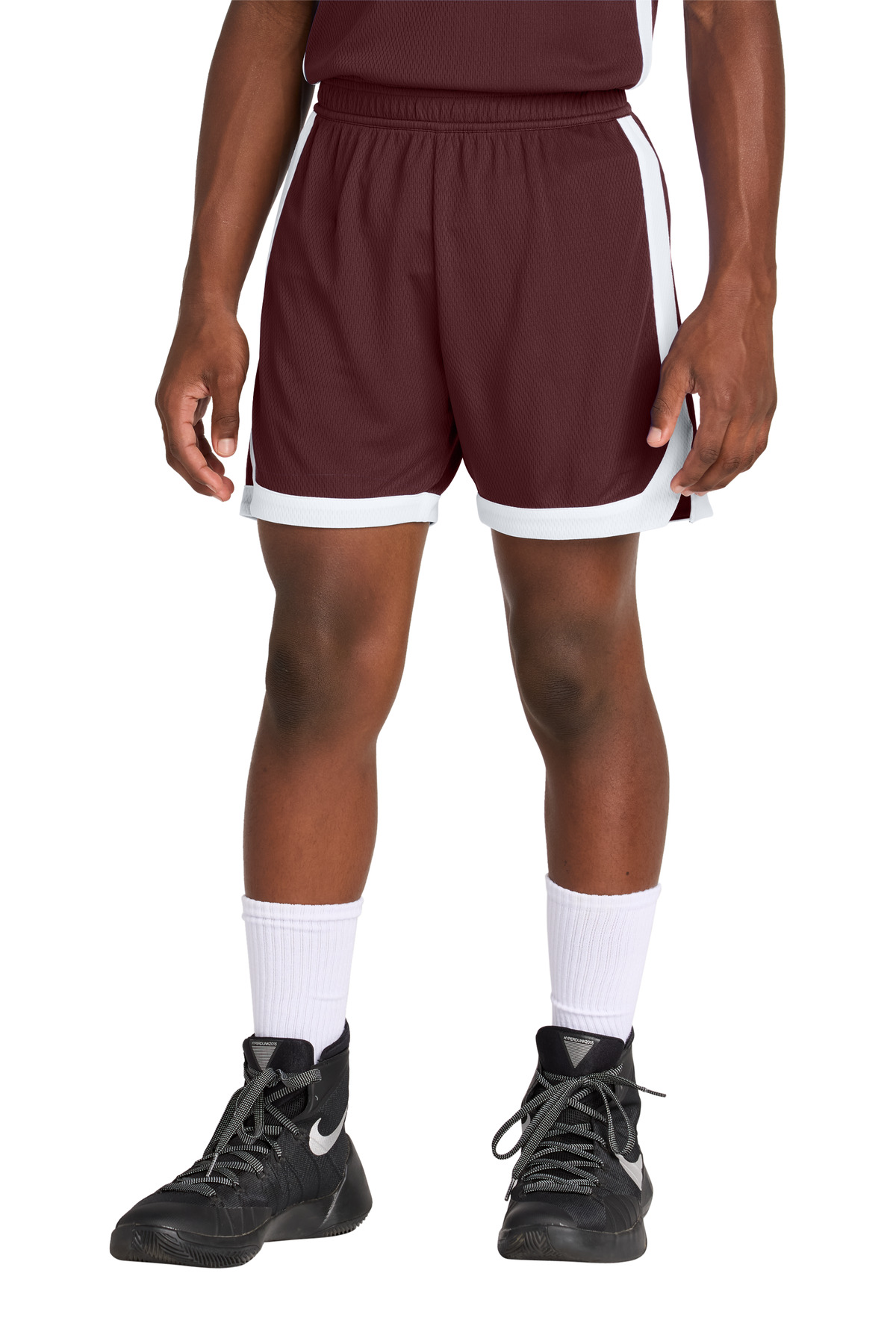Sport-Tek YST901 Youth Rival Basketball 5' Short in Maroon/White size Medium | Polyester