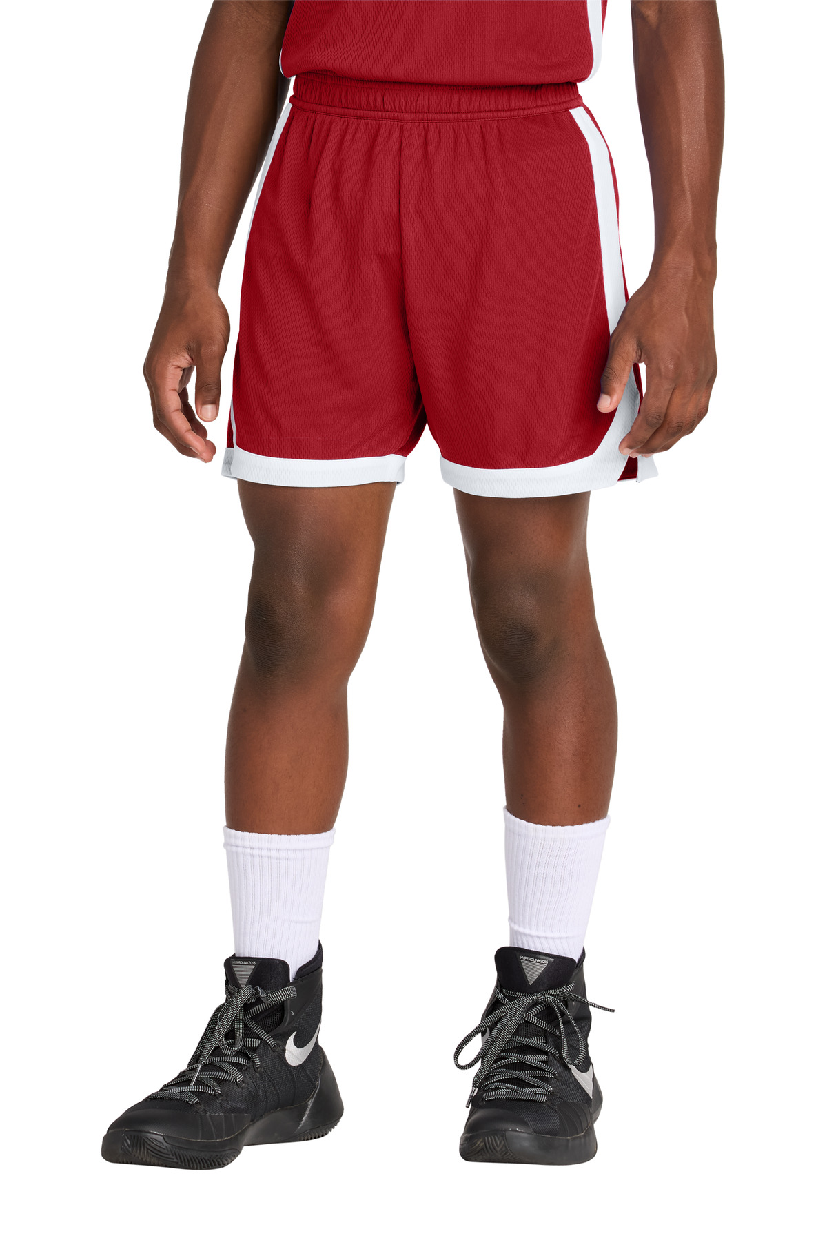 Sport-Tek YST901 Youth Rival Basketball 5' Short in Deep Red/White size Medium | Polyester