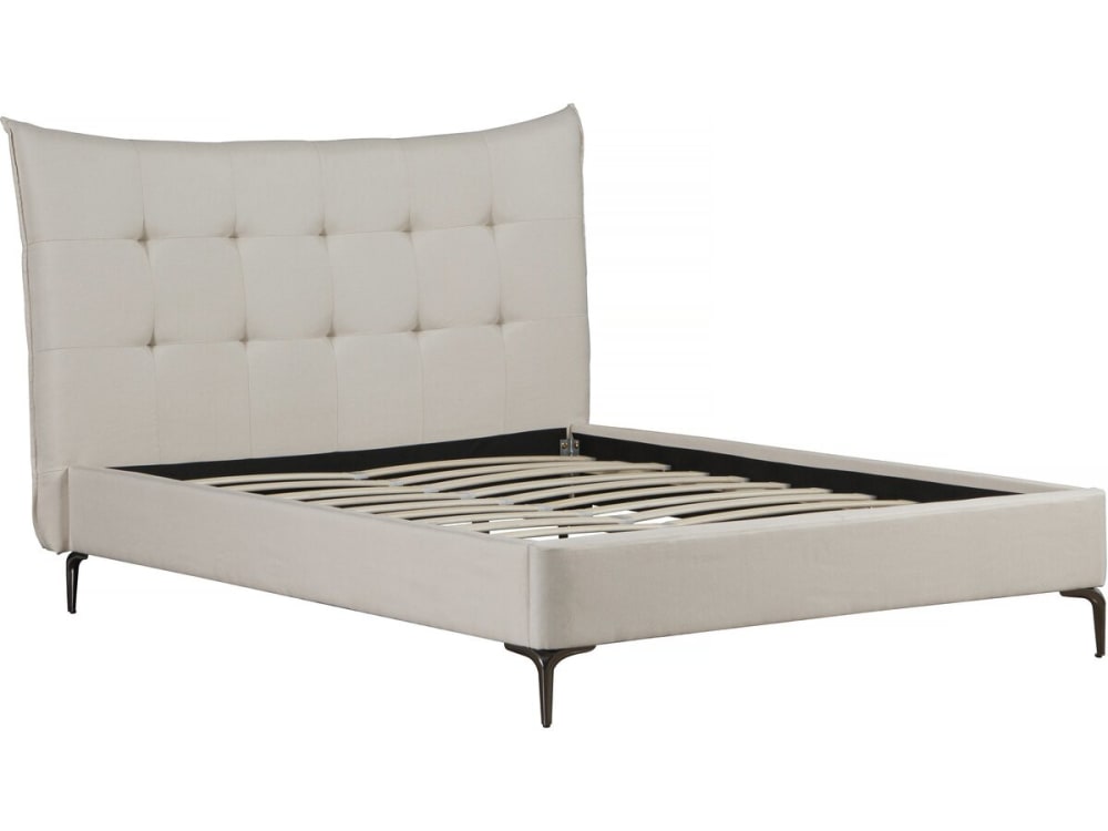 Lit en tissu beige 140 x 190 cm