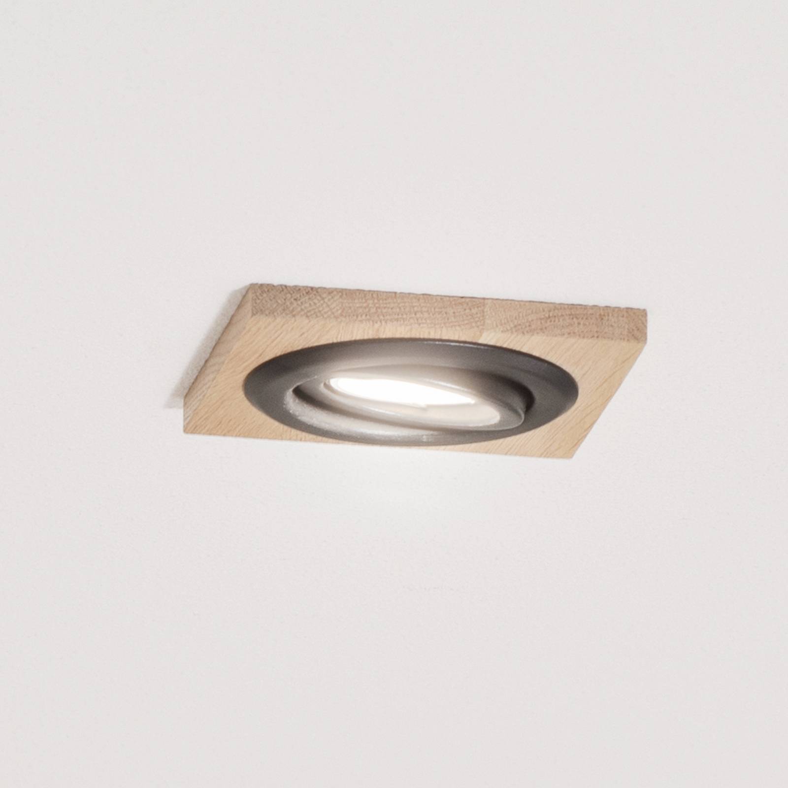 Deckeneinbaulampe Tobby, 10 x cm, 3er-Set Eichenholz GU10 Tobby Lamkur Lighting, dimmbar, Holz hell, für Wohn- / Esszimmer, Holz, Skandinavisch, Einbaustrahler