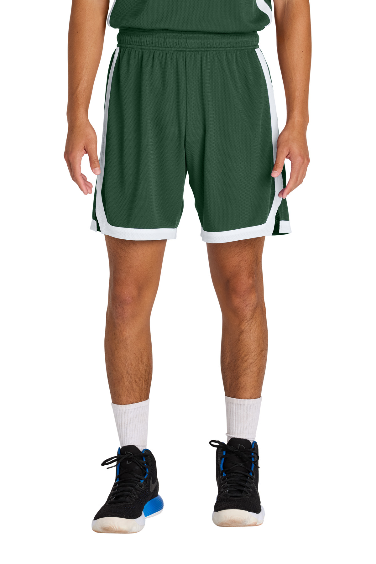 Sport-Tek ST901 Rival Basketball 7'Short in Forest Green/White size 2XL | Polyester