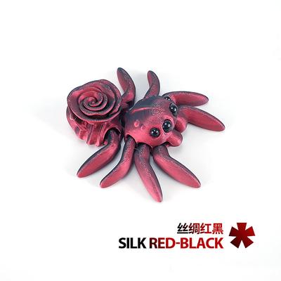 Halloween 3D Printed Rose Spider Figurine, Large Poseable Spider Toy with Movable Joints, Retractable Articulated Animal Model for Halloween Decoration or Prank Props