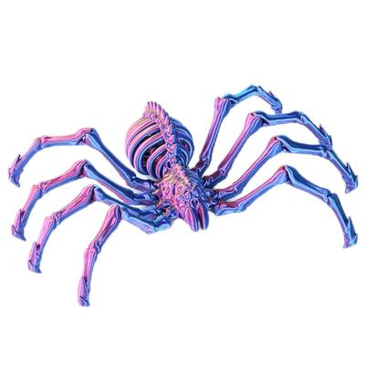 Halloween 3D Printed Spider Figurine, Large Poseable Spider Toy with Movable Joints, Retractable Articulated Animal Model for Halloween Decoration or Prank Props