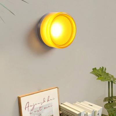 Moderne Wandleuchte LED Runde Wandlampe Kreative Deckenleuchte Warmweißes Licht Orange Ø13.5cm Image
