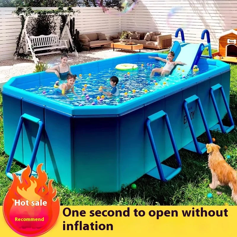 Piscine gonflable sans gonflable pour enfants, grande piscine familiale extérieure, aucune Installation requise, prête à l'emploi