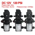 Pompe à membrane haute pression, Mini pompe électrique auto-amorçante, Machine à laver l'eau, pulvérisation de pesticides, DC12V 120PSI 60W 5L/Min