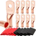 20 pièces 8AWG # 10 (M5) 1/4 "(M6) 5/16" (M8) 3/8 "(M10) ) cosses de câble en cuivre nu connecteurs à œillets bornes de fil électrique