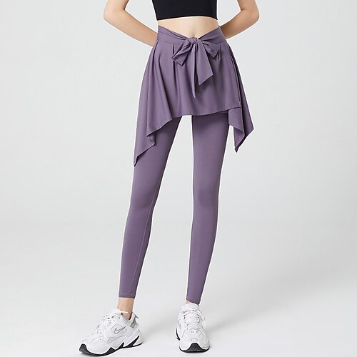 Per donna Pantaloni fitness Pantaloni da Pilates Pantaloni da yoga 2 in 1 Leggero Palestra Pilates Zumba Pantaloni Tinta unica Lilla Nero Blu Autunno Gli sport Abbigliamento sportivo Taglia piccola