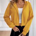 Per donna Felpa con cappuccio e zip Giacca con cappuccio Tasca con cerniera Manica Lunga Top Athleisure Autunno Antivento abbigliamento sportivo Abbigliamento sportivo Tinta unita Bianco Giallo Blu