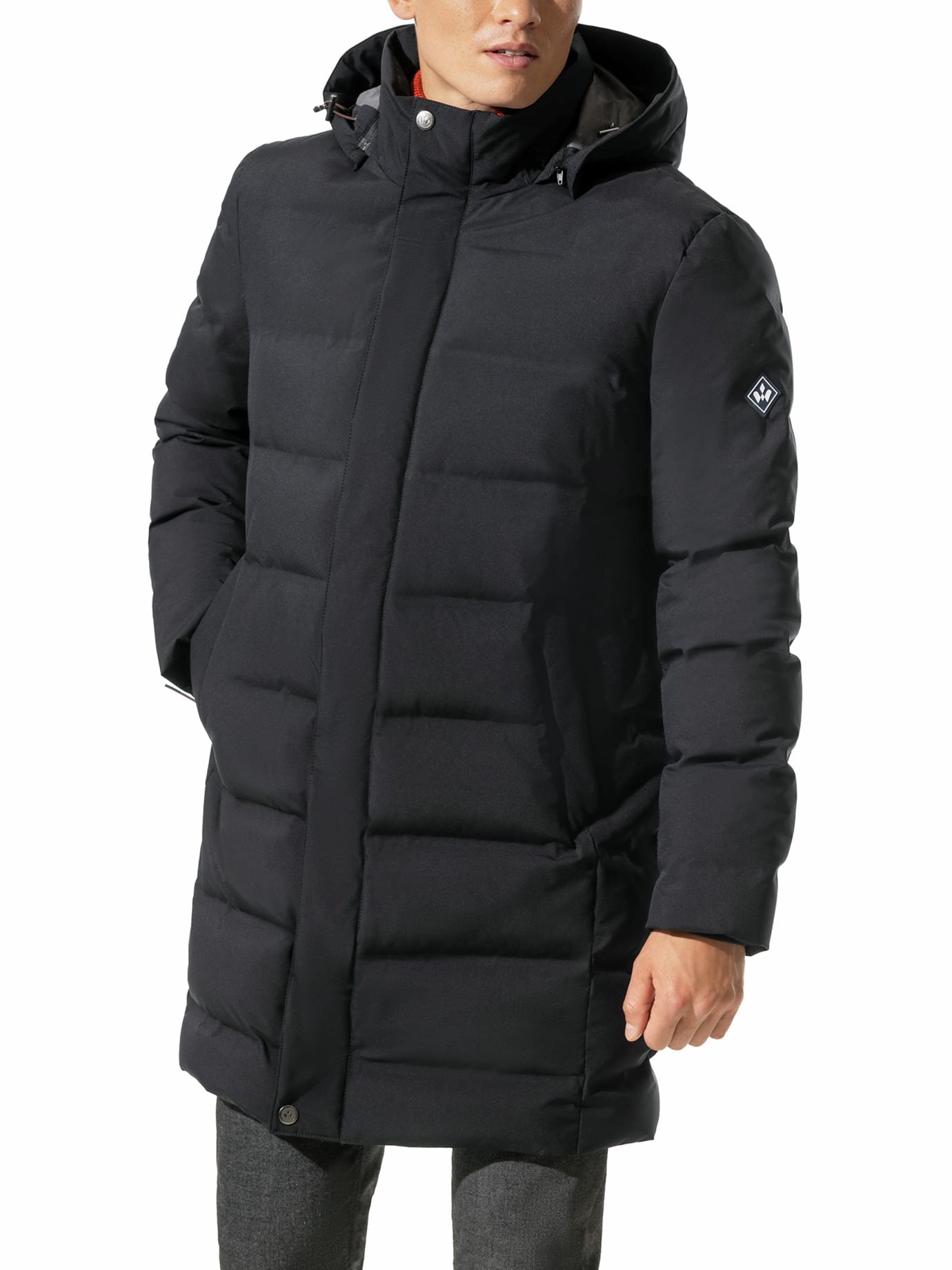 Walbusch Herren Daunen Mantel Ultraleicht Schwarz