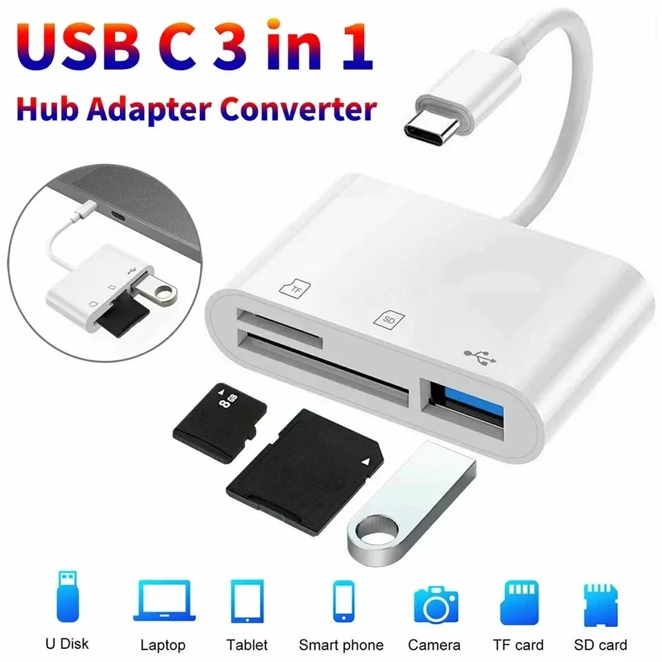 3-in-1-Adapter Typ C Tf Cf Sd Speicherkartenleser Recorder Compact Flash USB C Pro Huawei MacBook Image