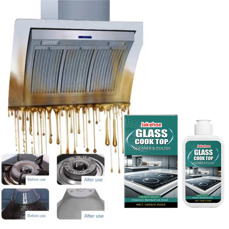 100 g Glasherd-Reiniger-Politur, entfernt hartnäckige Flecken und Fett, verbessert den Glanz, keine Rückstände, geeignet für die Küchenpflege Image