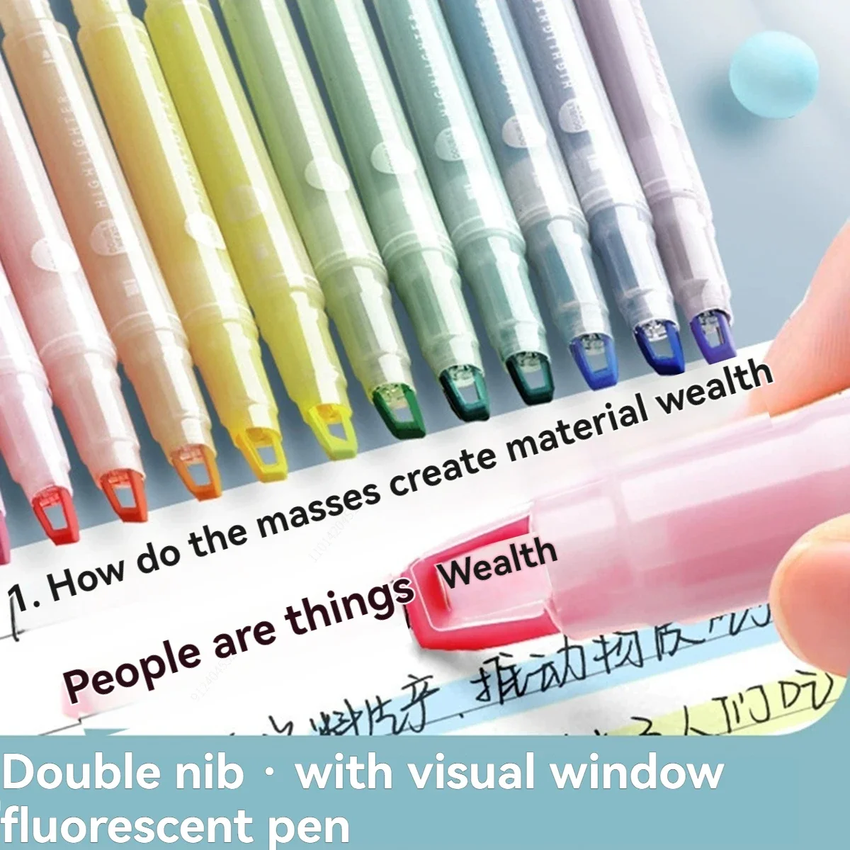 5er-Pack Textmarker mit klarer Sicht, Doppelkopf, weiche Lichtfarben, sichtbare Spitze für präzise Markierung für Studenten, Schule und Büro Image