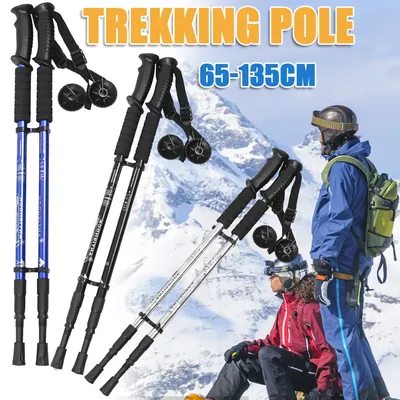 1pair Hiking Trekking Poles Adjustable Hiking Pole for Men and Women, 65-135cm Collapsible Anti Shock Trekking Pole