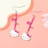 Sanrio Hello Kitty Anhänger Tropfen Creolen Punk Hip Hop Stil Kawaii Niedliche Cartoon Baumeln Ohrringe für Frauen Männer Spielzeug Geschenk