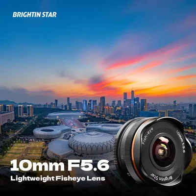 Brightin Star 10mm F5.6 Fisheye Wide Angle APS-C Mirrorless Camera Lens for Sony ZV-E10 A6400 For Fujifilm Canon EF-M Nikon Z