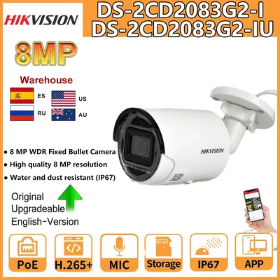 Hikvision IP-Kamera 8MP DS-2CD2083G2-IU POE 4K Acusense CCTV Bullet Überwachungsvideokamera für den Schutz zu Hause