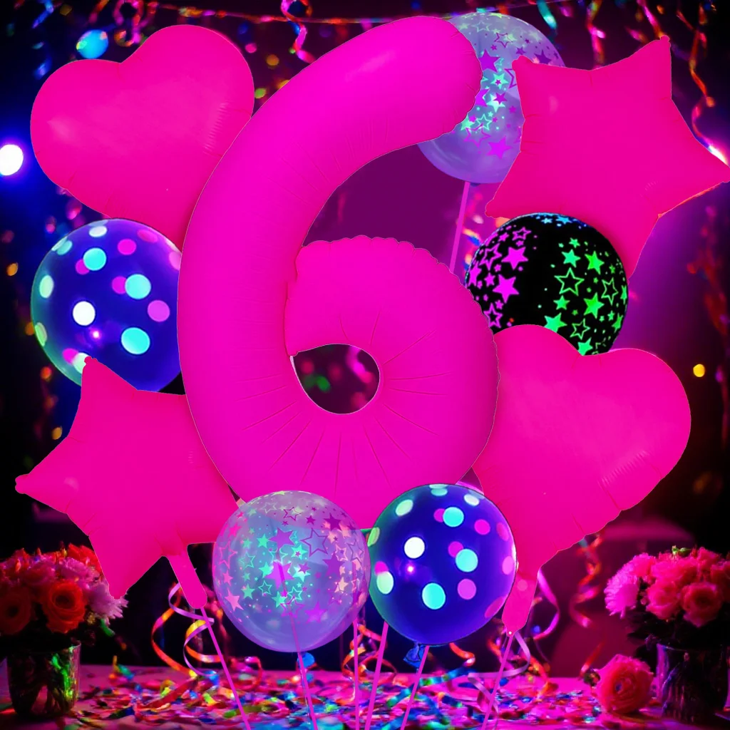 40-Zoll-Digitalballonset in fluoreszierendem, pfirsichrot mit leuchtenden Latexballons für Geburtstage, Jubiläen und Partydekoration Image