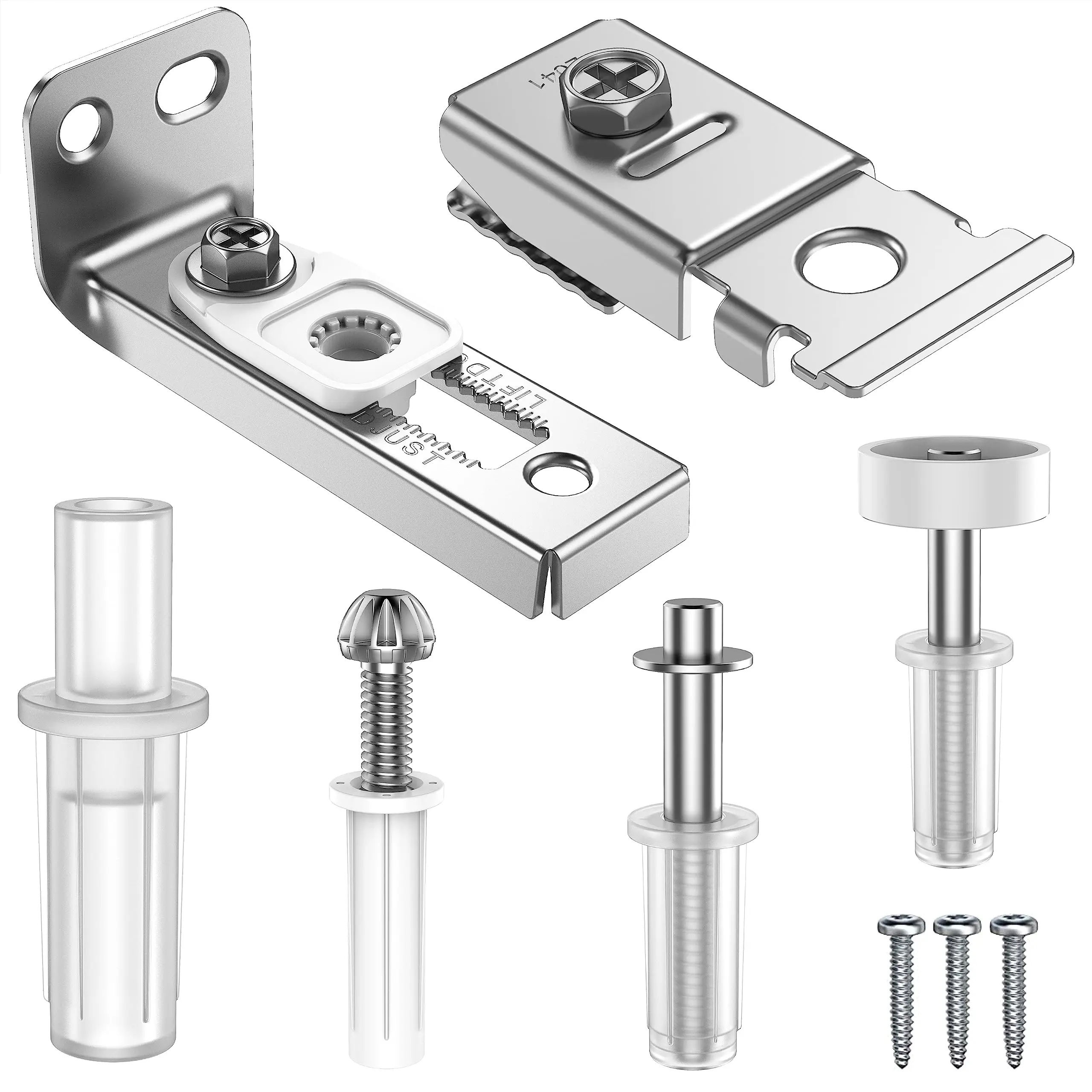2-teiliges Bifold-Tür-Hardware-Reparaturset, bestehend aus oberer und unterer Halterung, Bifold-Türteilen mit 7/8 Zoll Führungen, Rad für Falttüren Image