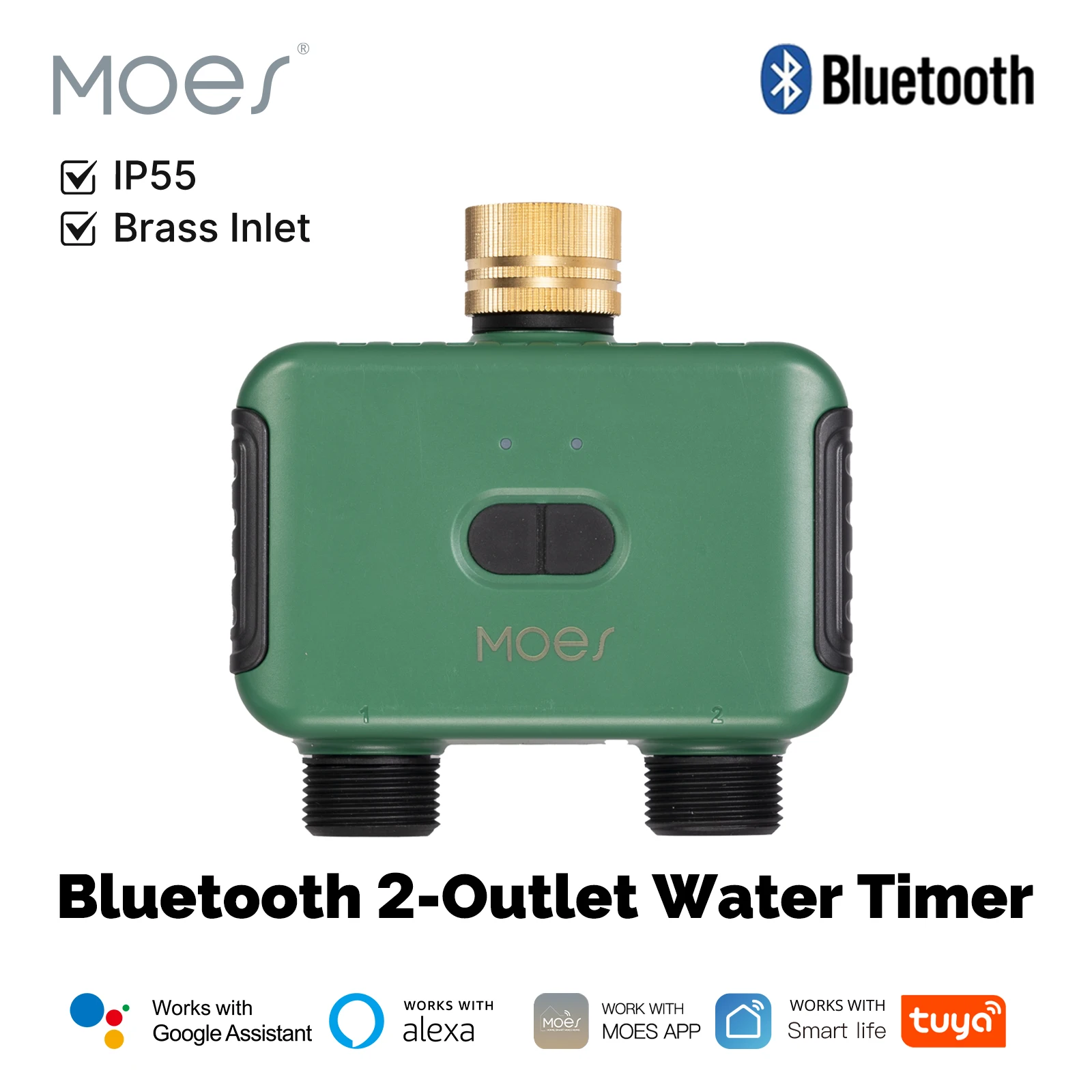 MOES Tuya Bluetooth Wassertimer 2-Auslassventil Sprinkler Filter Waschmaschine Smart App Steuerung Automatische programmierbare Steuerung Regenverzögerung Image