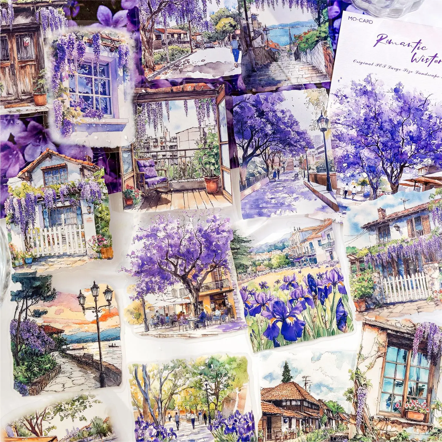 15 Blatt urbane Szenenaufkleber, farbenfrohes Stadtdorama, kreatives Scrapbooking-Zubehör Image