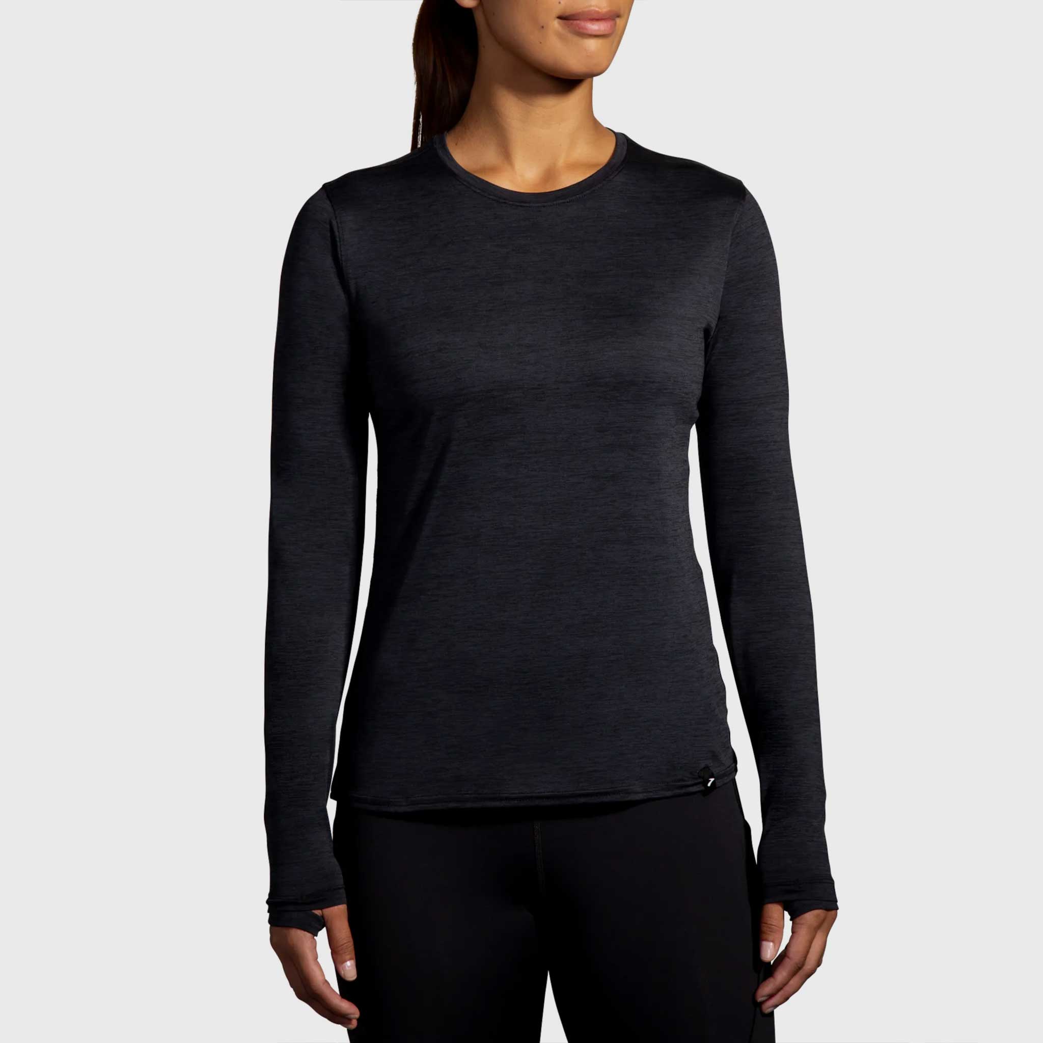 Brooks Luxe Long Sleeve Women's Running Apparel Heather Deep Black