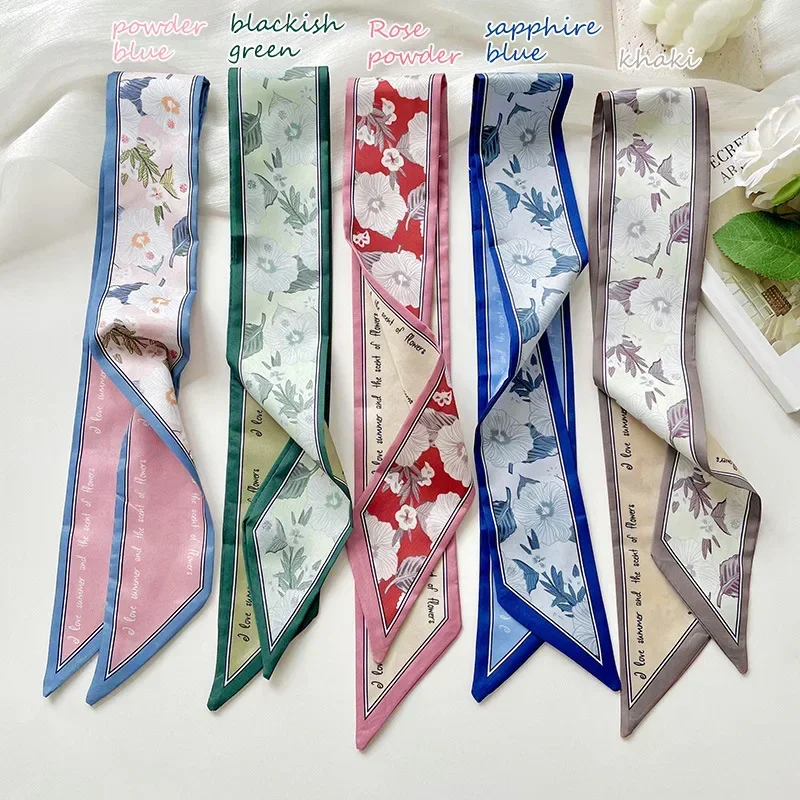 6,5x81cm Schmale Lange Seidenschal Frauen Vielseitige Taschen Dekorative Bänder Kopftücher Bänder Frühling Sommer Koreanische Weibliche Stirnband Image
