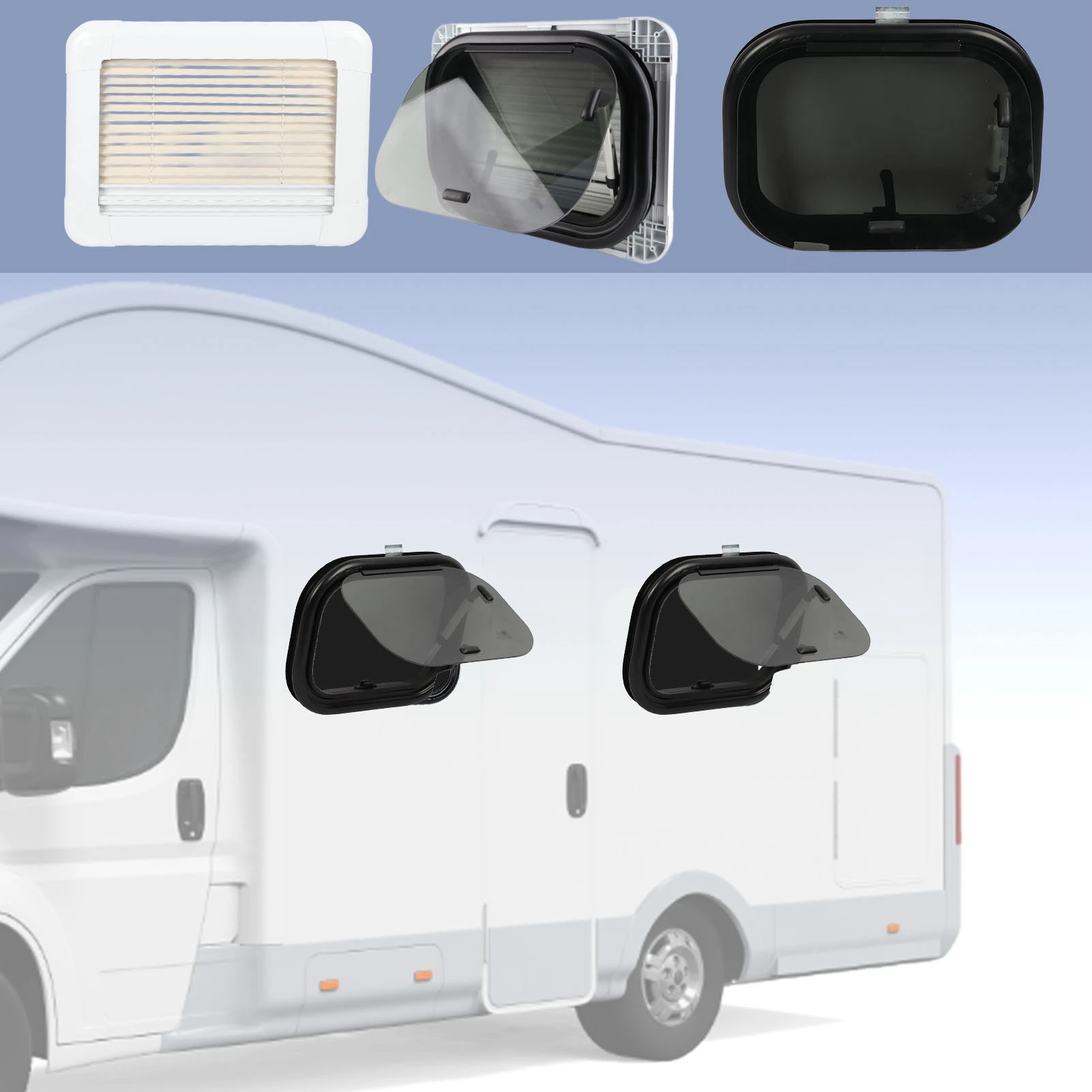 RV Push-Out-Fenster, Stoßdämpfung, Wärmeprävention, gehärtetes Glas, 40,6 x 30,5 cm, leicht zu schließendes Fenster für Anhänger