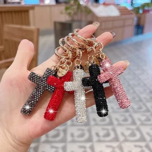 Fashionable, diamond-encrusted crosses, keychains, creative bags, pendants, personalized car accessories, gifts