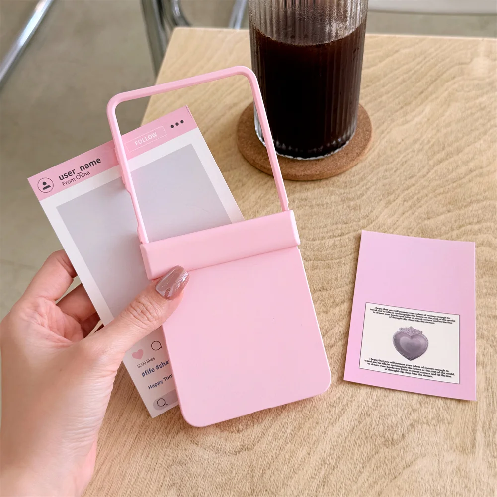 Einfarbige Macaron-Scharnier-Schutzhülle für Samsung Galaxy Z Flip 7, 6, 5, 4, 3, Flip7, Flip6, Flip5, Hartschalenhüllen Image