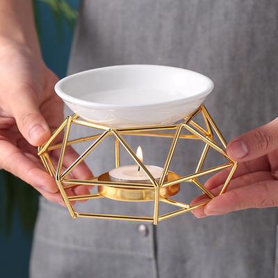 1 Set Ceramic Tealight Candle Holder - Fragrant Essential Oil Diffuser Aroma-Rich Candle Oil Warmer Gentle Tea Light Wax Melt Warmer - Unique Birds Nest Design Durable Metal Construction Perfect f