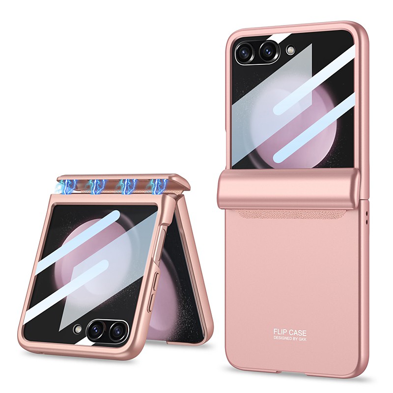 Phone Case For Samsung Galaxy Z Flip 7 Z Flip 6 Z Flip 5 Back Cover with Screen Protector Magnetic Ultra Thin PC