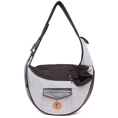pet sling, small pets puppy dog cat sling carrier bag hands-free with adjustable padded strap front pouch single shoulder bag carrying tote for outdoor walking (grey)