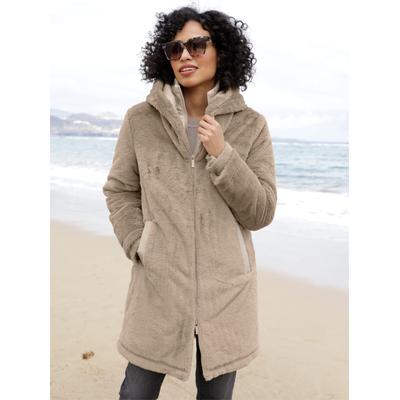 Fellimitatmantel HEINE, Damen, Gr. 42, beige (sesam), 100% Polyester, Besatz:100% Polyester, Wattierung:100% Polyester, Mäntel Image