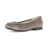 Ballerina GABOR "FLORENZ", Damen, Gr. 38,5, grau (taupe), Ziegenveloursleder, unifarben, elegant, Schuhe, Businessschuh, Halbschuh, Schlupfschuh in Bequemweite G (= weit)