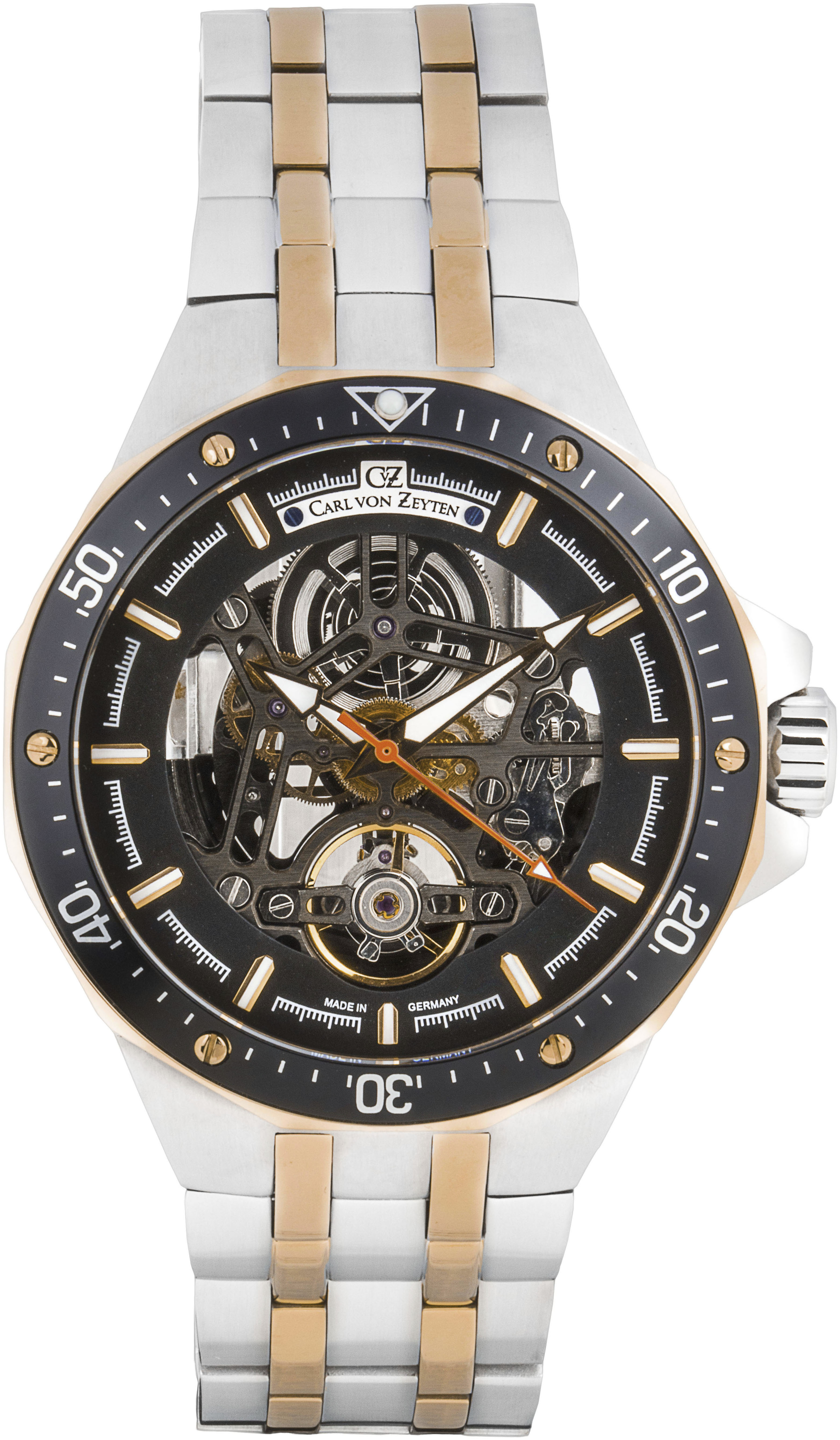 Automatikuhr CARL VON ZEYTEN "Urberg", silber (silberfarben, roségoldfarben), Armbanduhren, Kinder, Automatikuhr, Armbanduhr, Herrenuhr, Made in Germany, Mechanische Uhr