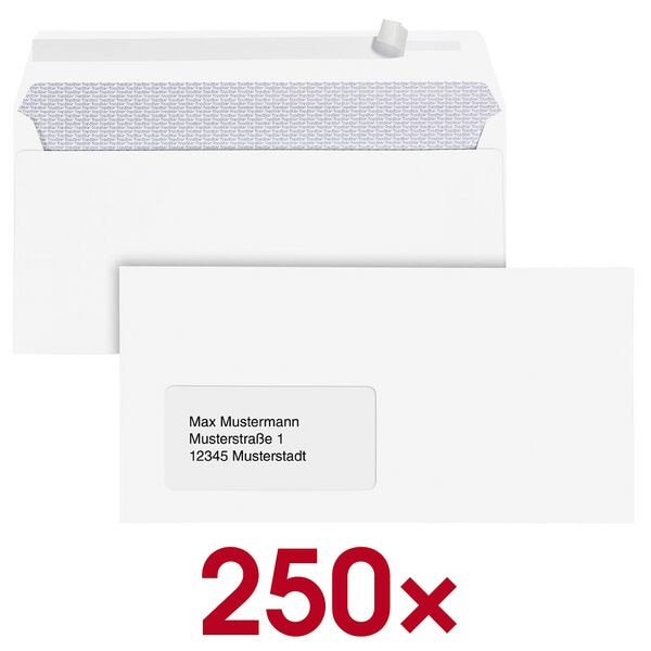 BONG Briefumschläge TopSTAR DIN lang mit Fenster 250 Stück weiß, 22x11 cm