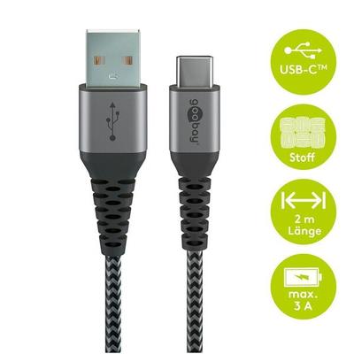 goobay USB-Kabel Adapterkabel USB 2.0 A/USB C 2.0 m Image