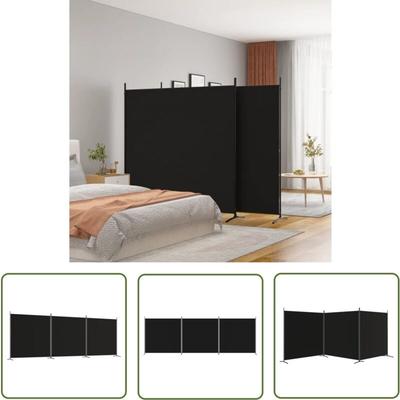 The Living Store - 3-tlg. Paravent Schwarz 525x180 cm Stoff - Paravent - Raumteiler Image