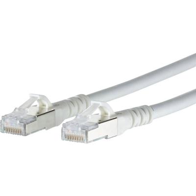 1308451588-E RJ45 Netzwerkkabel, Patchkabel cat 6a s/ftp 1.50 m Weiß mit Rastnasenschut - Metz Image