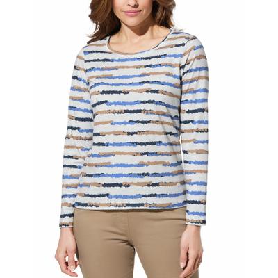 Walbusch Damen Baumwollshirt Abstract Stripe Blau gestreift Image